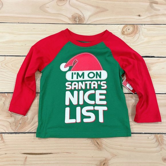 5/$20 NEW 2T Boys I'M ON SANTA'S NICE LIST Christmas Shirt - Picture 1 of 4